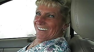 Granny Shirley gives BJ in car wash
