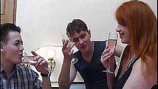 Mature russian redhead fucked by 2 guys