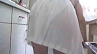 Woman with BIG Ass and Boobs Cleaning..